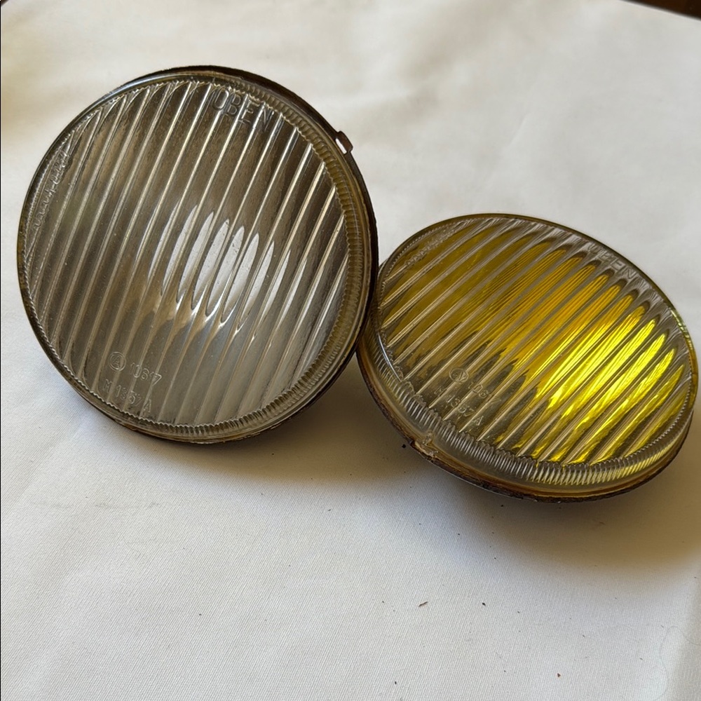 Vintage set of 2 German glass Round auto car light  Covers